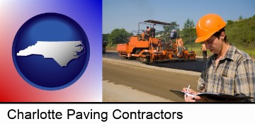a paving contractor with paving machinery in Charlotte, NC