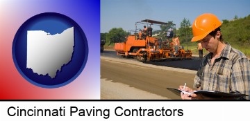 a paving contractor with paving machinery in Cincinnati, OH