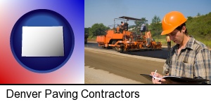 a paving contractor with paving machinery in Denver, CO