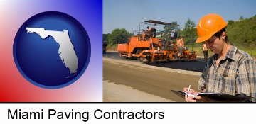 a paving contractor with paving machinery in Miami, FL