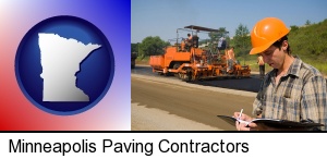 a paving contractor with paving machinery in Minneapolis, MN