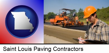a paving contractor with paving machinery in Saint Louis, MO
