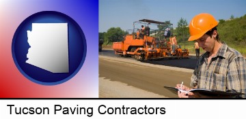 a paving contractor with paving machinery in Tucson, AZ