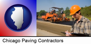 a paving contractor with paving machinery in Chicago, IL