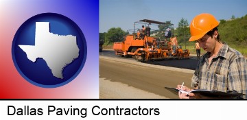 a paving contractor with paving machinery in Dallas, TX