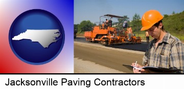 a paving contractor with paving machinery in Jacksonville, NC