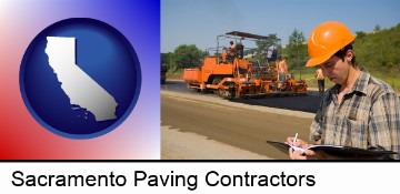 a paving contractor with paving machinery in Sacramento, CA