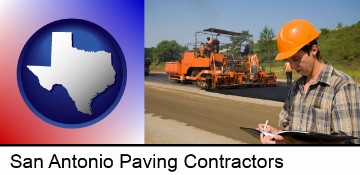 a paving contractor with paving machinery in San Antonio, TX