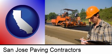 a paving contractor with paving machinery in San Jose, CA