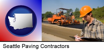 a paving contractor with paving machinery in Seattle, WA