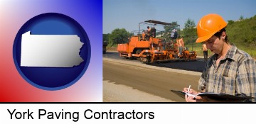 a paving contractor with paving machinery in York, PA